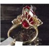 Image 4 : 14K GOLD LADIES RUBY AND DIAMOND RING - SIZE 7