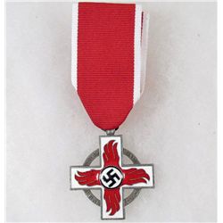 GERMAN NAZI ENAMELED FIREMAN'S MEDAL W/ RIBBON