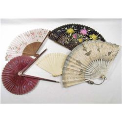 LOT OF 4 VINTAGE FANS INCL. CELLULOID