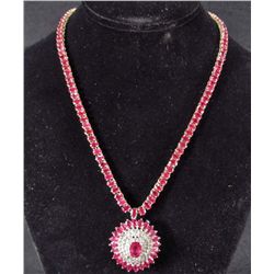 14K GOLD LADIES RUBY AND DIAMOND NECKLACE