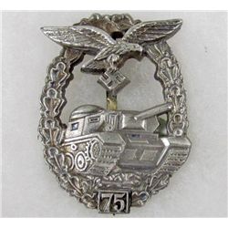 GERMAN NAZI LUFTWAFFE TANK BATTLE BADGE - 75 ACTIONS