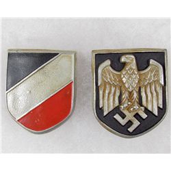 SET OF 2 GERMAN NAZI HELMET BADGES