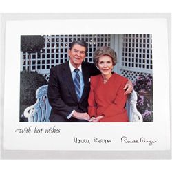 8 BY 10 PHOTO OF PRESIDENT RONALD REGAN AND NANCY REGAN W/ PRINTED SIGNATURES