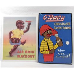 LOT OF 2 BLACK AMERICANA SIGNS