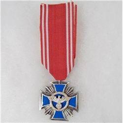 GERMAN NAZI ENAMELED NSDAP SERVICE CROSS - 15 YEARS W/ RIBBON