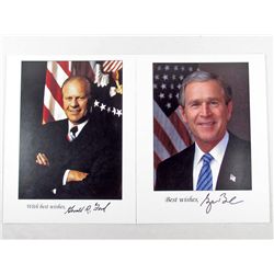 LOT OF 2 PHOTOS - PRESIDENT BUSH AND PRESIDENT FORD W/ PRINTED SIGNATURES