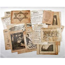 LOT OF APPROX. 34 GERMAN NAZI HOLOCAUST BROADSIDES, FLYERS, ECT - REPRINTS