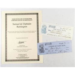 2 SIGNED CHECKS OF THE REMINGTON BROTHERS W/ COA