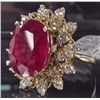 Image 2 : 14K GOLD LADIES RUBY AND DIAMOND RING - SIZE 8