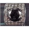 Image 1 : 18K WHITE GOLD PLATE OVER STERLING SILVER BLACK AND WHITE DIAMOND RING - 6.75