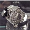 Image 2 : 18K WHITE GOLD PLATE OVER STERLING SILVER BLACK AND WHITE DIAMOND RING - 6.75