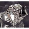 Image 3 : 18K WHITE GOLD PLATE OVER STERLING SILVER BLACK AND WHITE DIAMOND RING - 6.75
