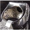 Image 4 : 18K WHITE GOLD PLATE OVER STERLING SILVER BLACK AND WHITE DIAMOND RING - 6.75