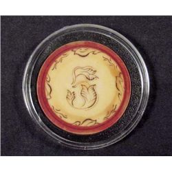 RARE OLD WEST $5.00 SCRIMSHAWED IVORY GAMBLING CASINO POKER CHIP