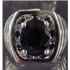 Image 1 : STERLING SILVER MEN'S SAPPHIRE AND DIAMOND RING - SIZE 10.75