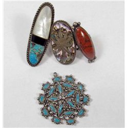 LOT OF VINTAGE STERLING SILVER AND TURQUOISE JEWELRY