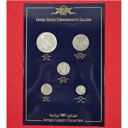 SET OF US ANTIQUE LIBERTY COIN COLLECTION IN DISPLAY