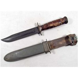 USN NAVAL MILITARY CAMILLUS COMBAT KNIFE AND SCABBARD