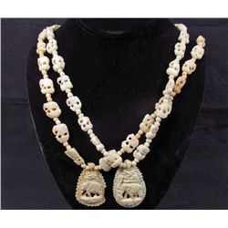 LOT OF 2 VINTAGE CARVED IVORY NECKLACES