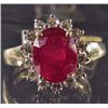 Image 1 : 14K GOLD LADIES RUBY AND DIAMOND RING - SIZE 6.5