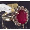 Image 3 : 14K GOLD LADIES RUBY AND DIAMOND RING - SIZE 6.5