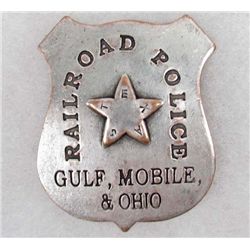 OLD WEST TEXAS GULF MOBILE AND OHIO RAILROAD POLICE LAW BADGE