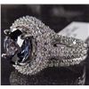 Image 2 : 14K WHITE GOLD LADIES TANZANITE AND DIAMOND RING - SIZE 7.25