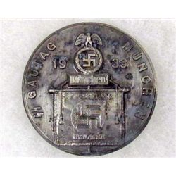 GERMAN NAZI SS GAUTAG MUNCHEN 1933 TINNIE BADGE