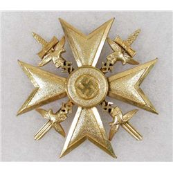RARE GERMAN NAZI GOLD SPANISH CROSS W/ SWORDS