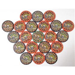 LOT OF 21 OBSOLETE NEVADA JACK GAMBLING CASINO POKER CHIPS