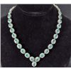 Image 1 : STERLING SILVER LADIES EMERALD AND DIAMOND NECKLACE