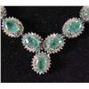 Image 2 : STERLING SILVER LADIES EMERALD AND DIAMOND NECKLACE