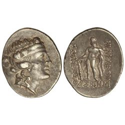 Tetradracma. - 148 a.C. - THASOS. - Anv.: Cabeza de Dionisos a derecha. Rev.: Hércules en pie a izqu