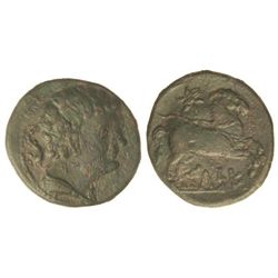 Semis. - CELSE. - Anv.: Cabeza masculina a derecha, detrás delfín. Rev.: Caballo a derecha, encima e