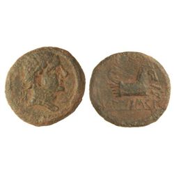 Cuadrante. - LAIESCEN. - Anv.: Cabeza diademada a derecha. Rev.: Medio Pegaso a derecha, debajo leye