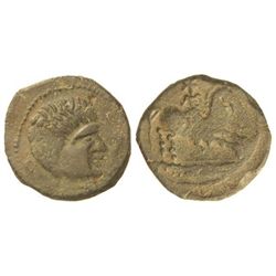 As de imitación. - NERONCEN. - Anv.: Cabeza masculina a derecha, rodeada de delfines. Rev.: Jinete c