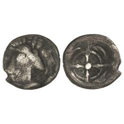 Dracma. - RHODE. IMITACIÓN GALA. - Anv.: Cabeza femenina a izquierda, de estilo tosco. Rev.: Rosa vi