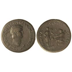 Sestercio. - Acuñada el 54-55 d.C. - NERÓN. - Anv.: NERO CLAVDIVS CAESAR AVG. GERM. P. M. TR. P. IMP