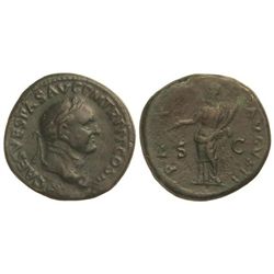 Sestercio. - Acuñada el 70 d.C. - VESPASIANO. - Anv.: IMP. CAES. VESPAS. AVG. P. M. TR. P. P. P. COS