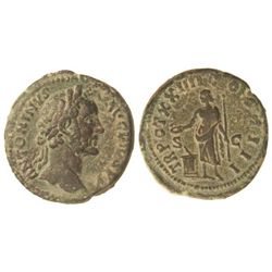 As. - Acuñada el 160-161 d.C. - ANTONINO PÍO. - Anv.: ANTONINVS AVG. PIVS P. P. Cabeza laureada a de