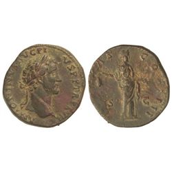 Sestercio. - Acuñada el 153-154 d.C. - ANTONINO PÍO. - Anv.: ANTONINVS AVG. PIVS P. P. TR. P. (X)VII