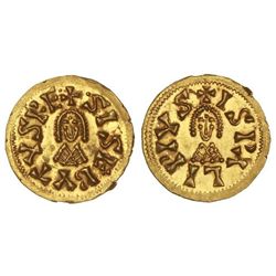 Triente. - SISEBUTO (612-621). - ISPALI (Baética). - Anv.: SISEBVTVS RE. Rev.: ISPLI PIVS. AU.