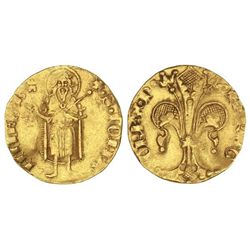 Florí. - PERE III. - VALÈNCIA. - Anv.: S.IOHA-NNES.B. Marca: torre. Rev.: ARAG-O REX.P. 3,47 grs. Cr
