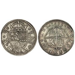 4 Reales. - 1685. - SEGOVIA. - B.R. - Preciosa pátina irisada. Pequeño final de riel. MAGNÍFICA. Cal