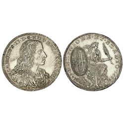 1/2 Ducado. - - 1684. - - NÁPOLES. - - AG/A. - - Brillo original. (Rayitas de ajuste). MUY RARA ASÍ.