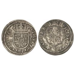 1 Real. - 1721. - SEVILLA. - J. - Bonita pátina. Cal-1709. EBC. - -