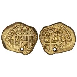8 Reales. - 1733. - MÉXICO. - F. - 26,8 grs. Ceca a izquierda. Sobredorada. Perforación. MUY RARA. C