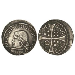 Croat. - 1706. - BARCELONA. - Anillos en 2º y 3er espacios. Algo descentrada. Cal-33. MBC+. - -