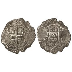 8 Reales. - 1727. - POTOSÍ. - Y. - 26,83 grs. Con las tres fechas visibles. RARA. Cal-26. MBC+. - -