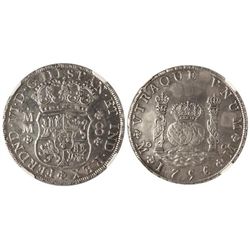 8 Reales. - 1756. - MÉXICO. - M.M. - Columnario. En estuche de metacrilato sellado de NGC, calidad U